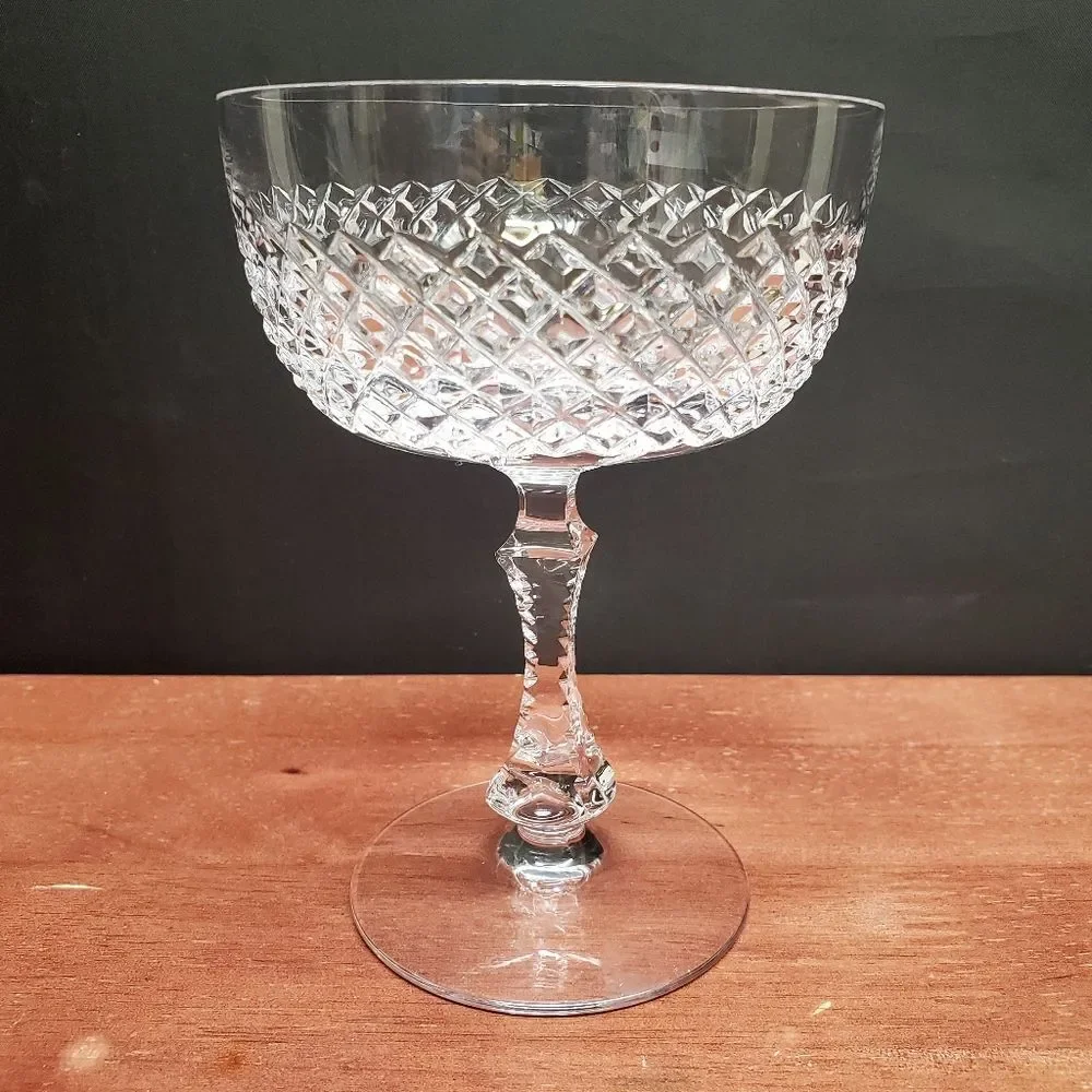 Vintage PARMA by Josair Diamond Cut Stemware Champagne Sherbet Glasses